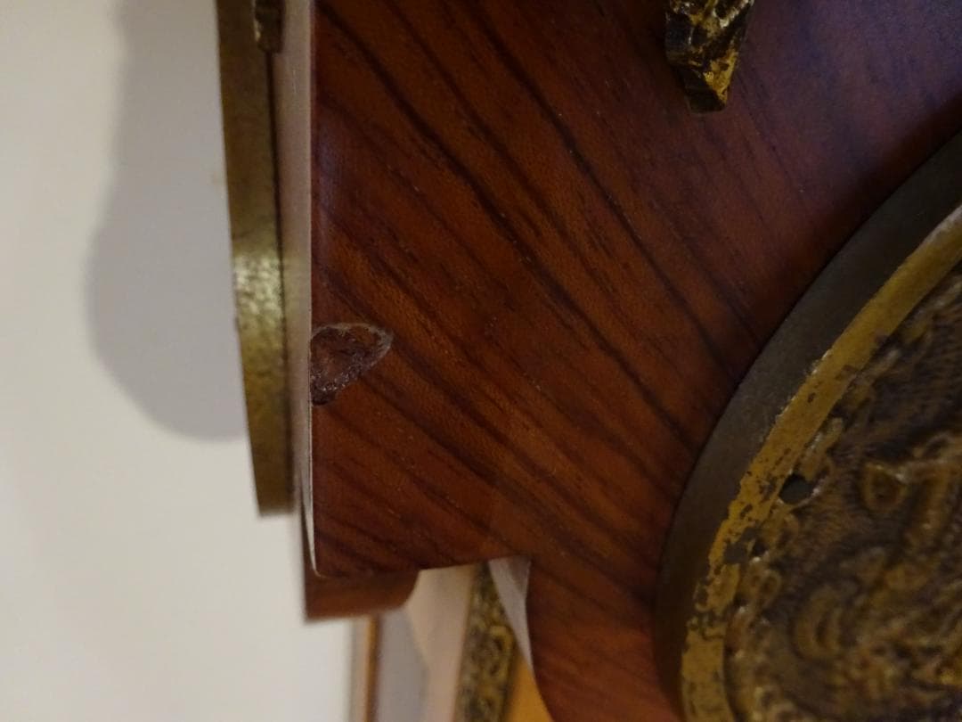 スペイン製　花台　時計台　飾り台　アンティーク　大理石天板　真鍮装飾