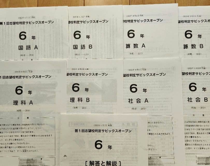 【最新版】2025年度 SAPIX 6年 マンスリー　組分け復習テスト　欠番なし