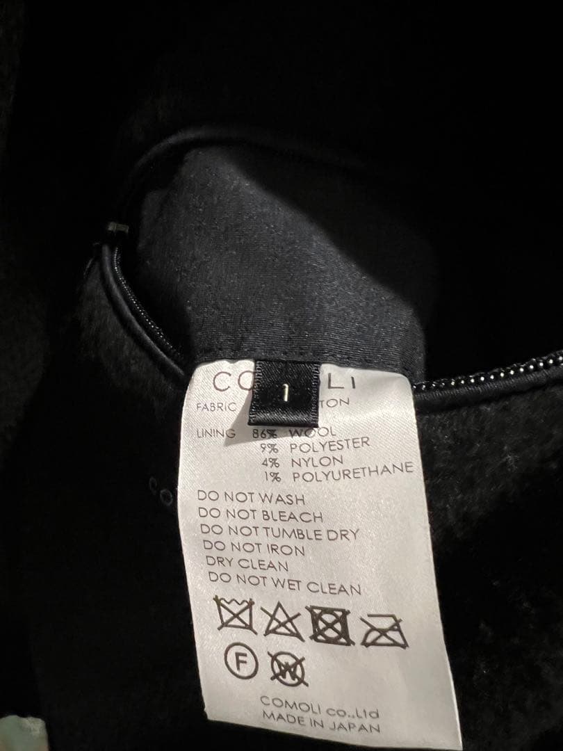 yosh1 COMOLI コットンシルクフーデッドコート navy