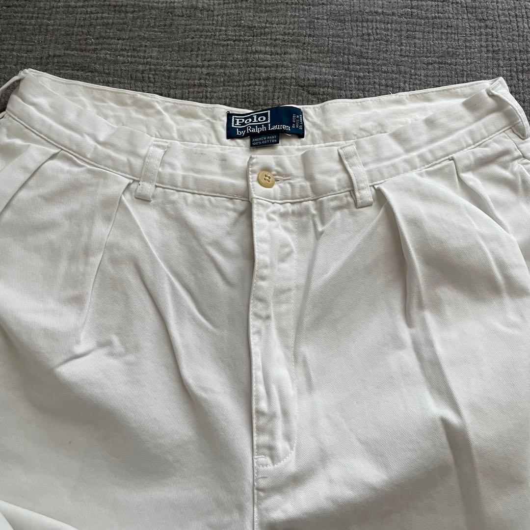【美品】 ポロラルフローレン 2タック チノパン アンドリューパンツ 白