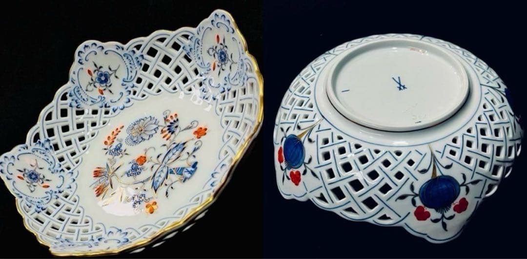 Meissen マイセン /※極美品 1級品 両面朱金装飾オニオン プレート