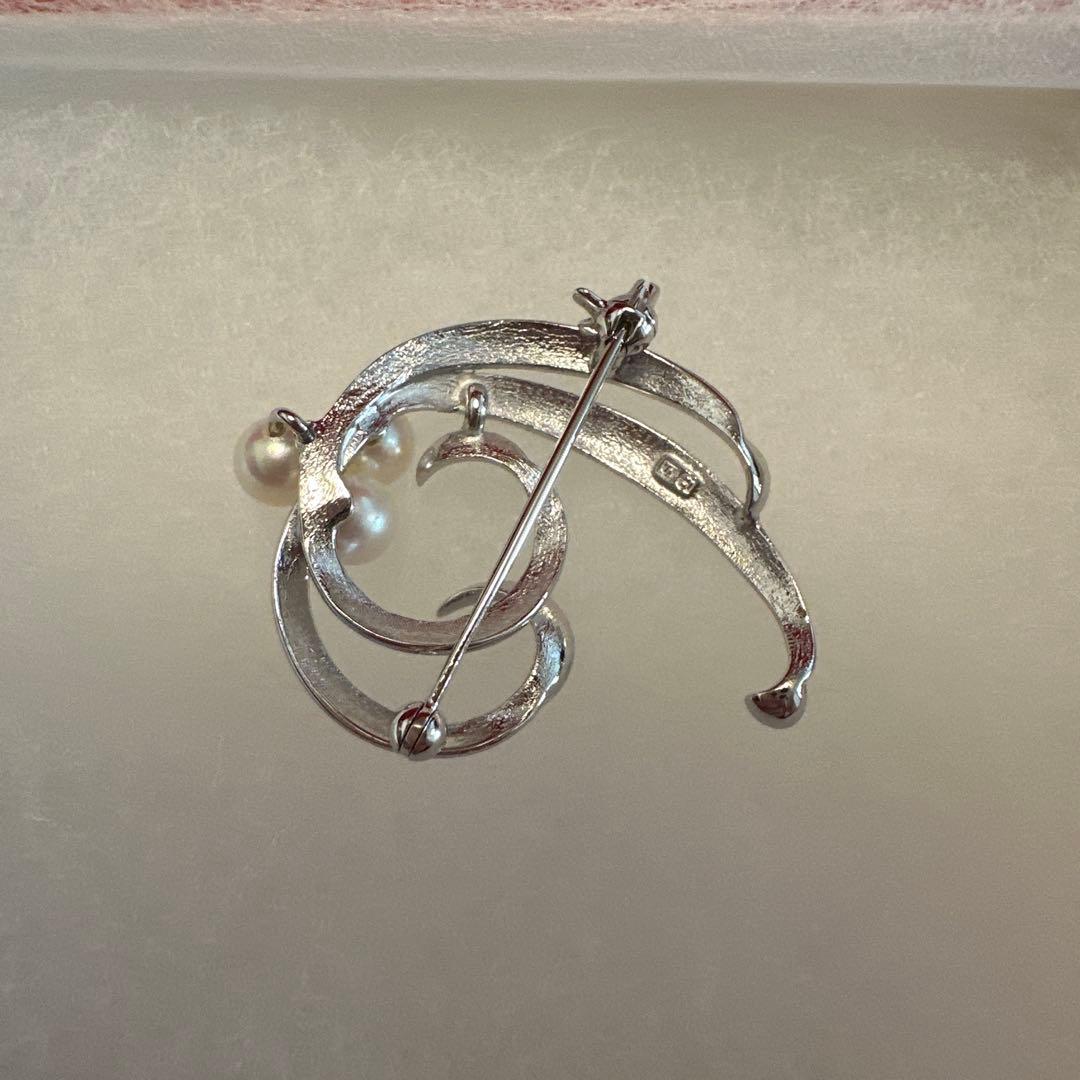 TASAKISHINJUタサキシンジュ ３珠アコヤ真珠ブローチ☆シルバー☆新品☆
