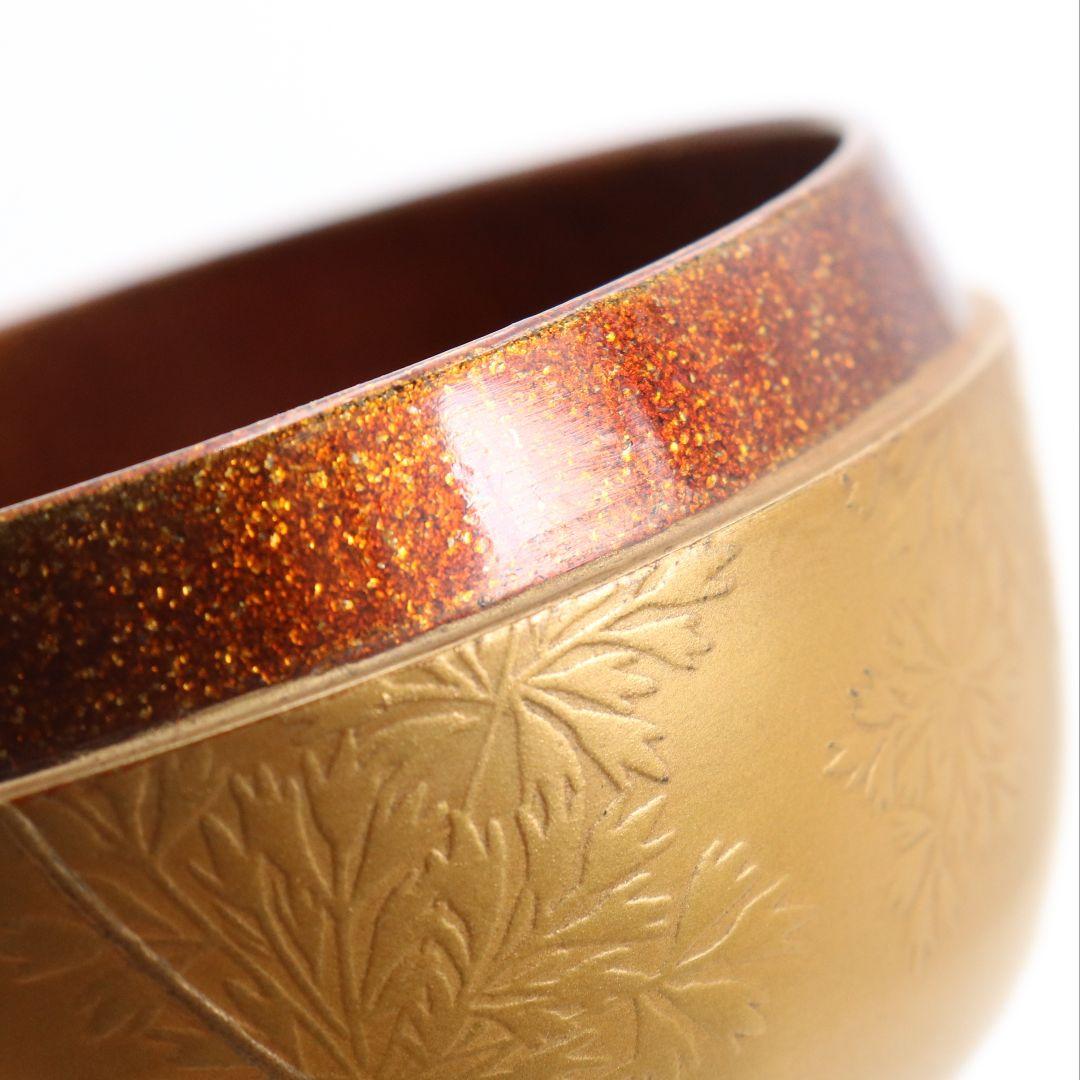 粉溜 花文平棗 しのぶ金蒔絵 金梨子地 時代箱　M998