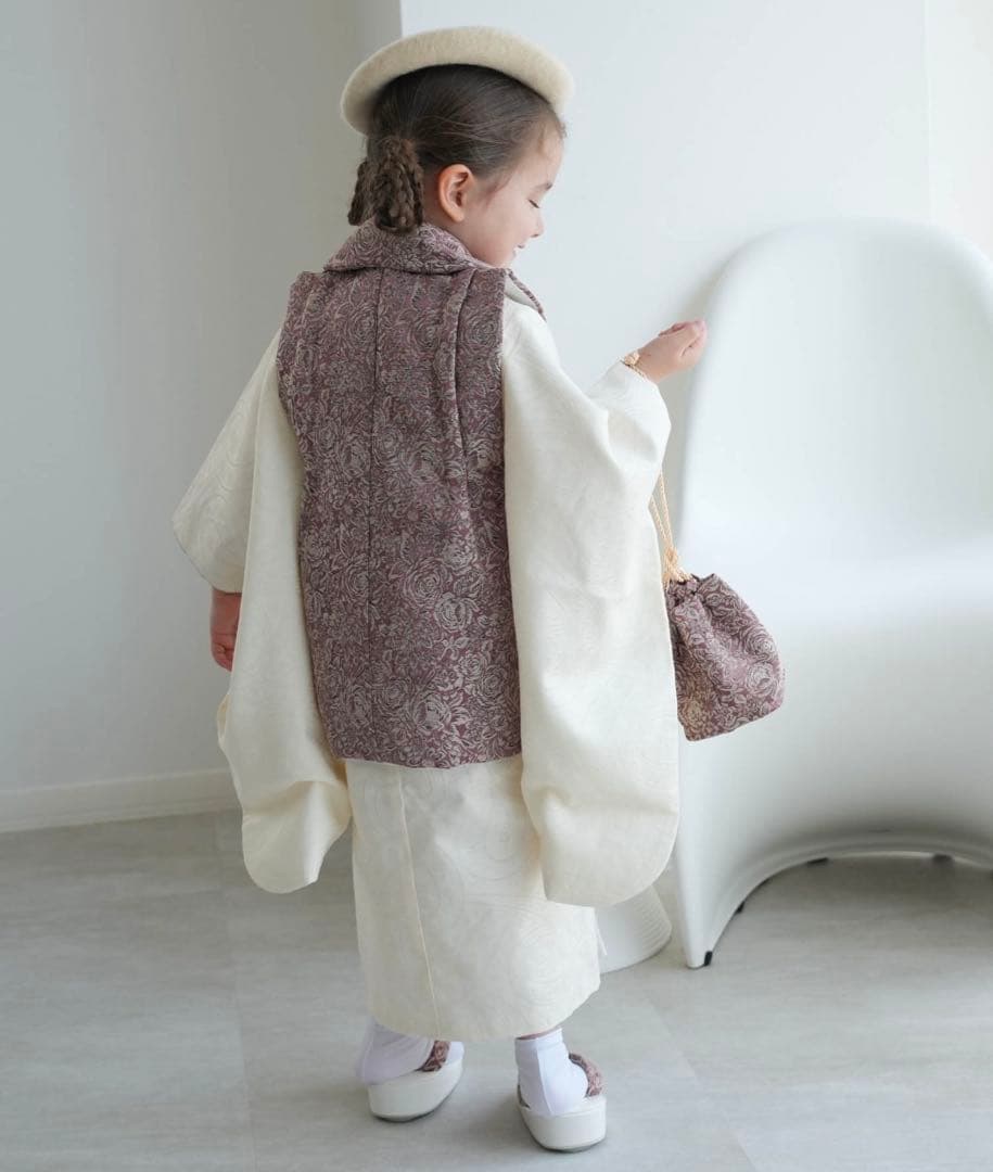 七五三　3歳　被布コート　セット 女の子 utatane 正月　お正月　初詣