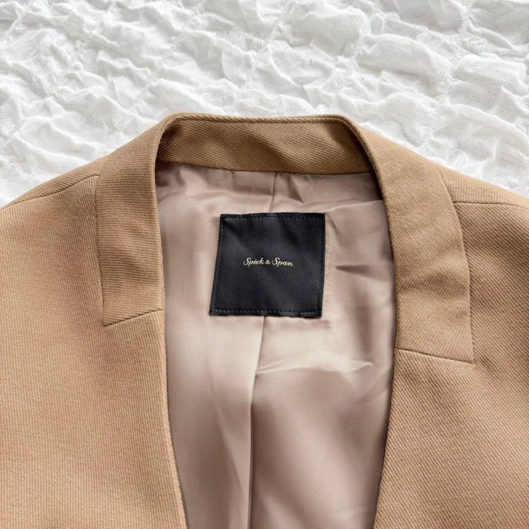 【美品】 スピックアンドスパン 梳毛ウールノーカラージャケット 近年モデル