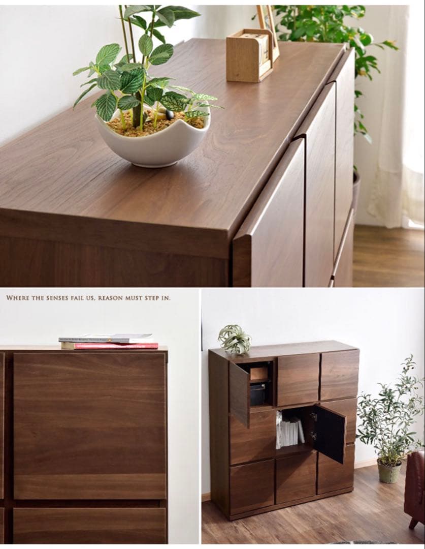 国産 完成品 キャビネット 木製 本棚 扉付 大川家具 収納 幅110 3列3段