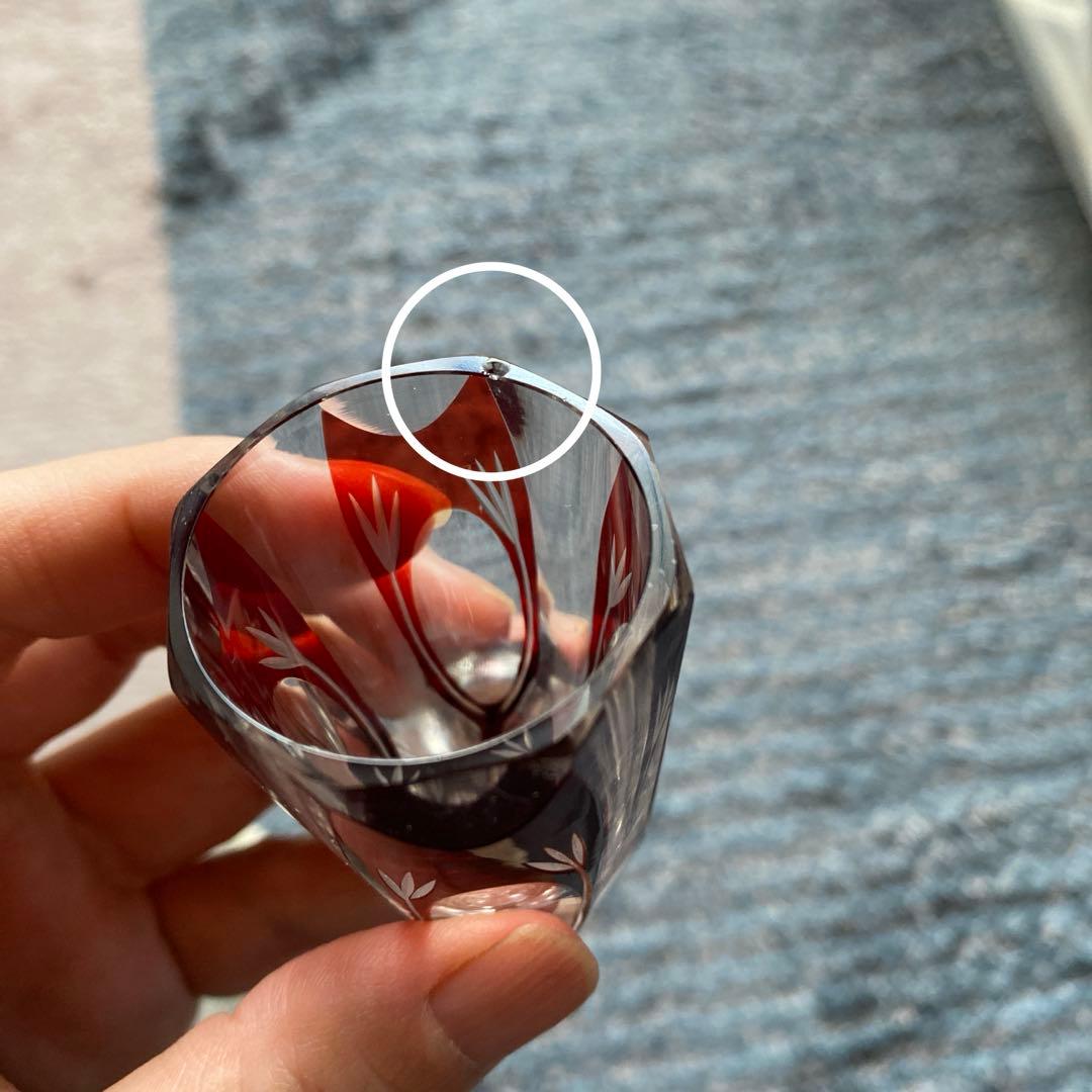 切子　ショットグラス　赤　アンティーク　8客セット