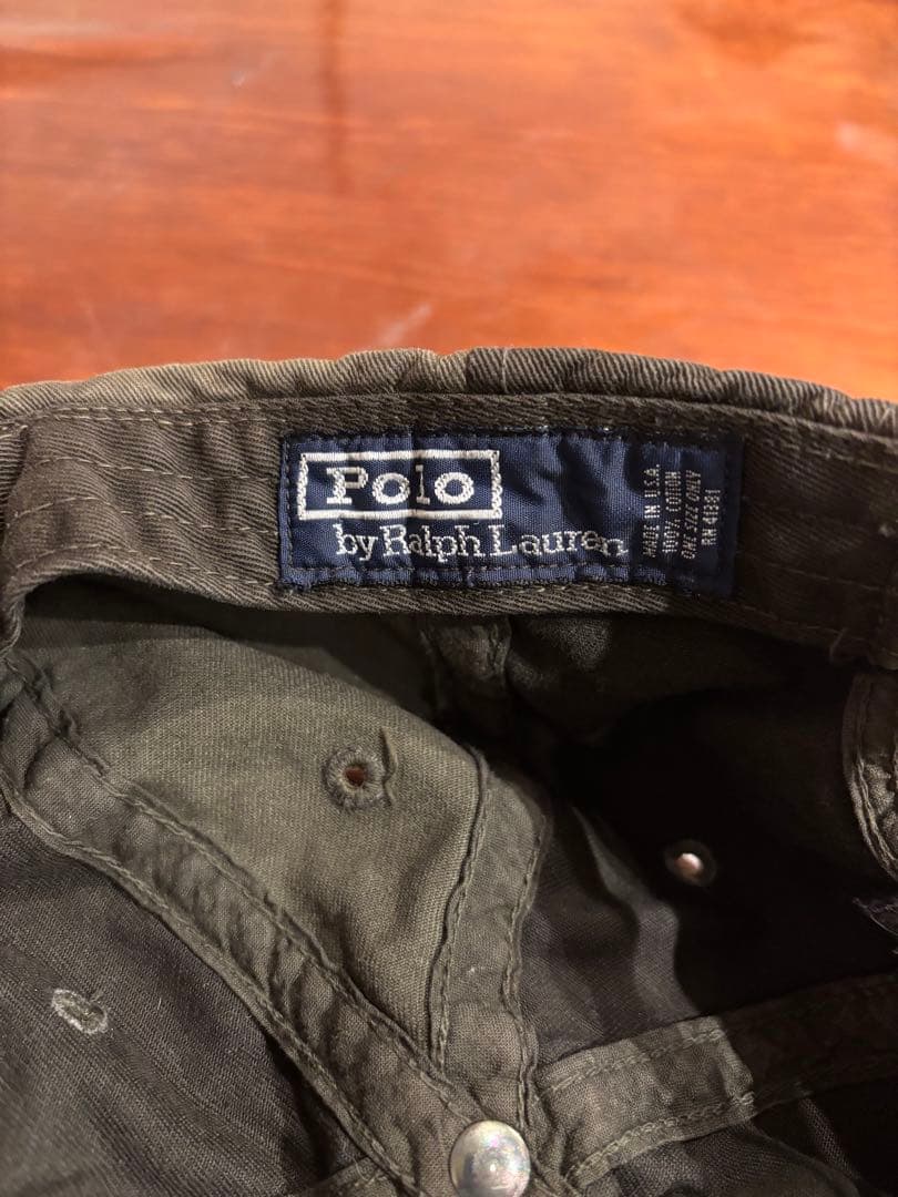 ラルフローレン　キャップ　オリーブ色 ポニー　好配色　レア　USA製