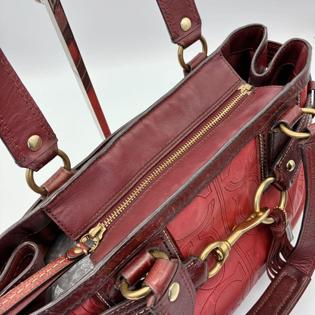 COACH コーチ ハンドバッグ シグネチャー レザー タッセル ゴールド金具