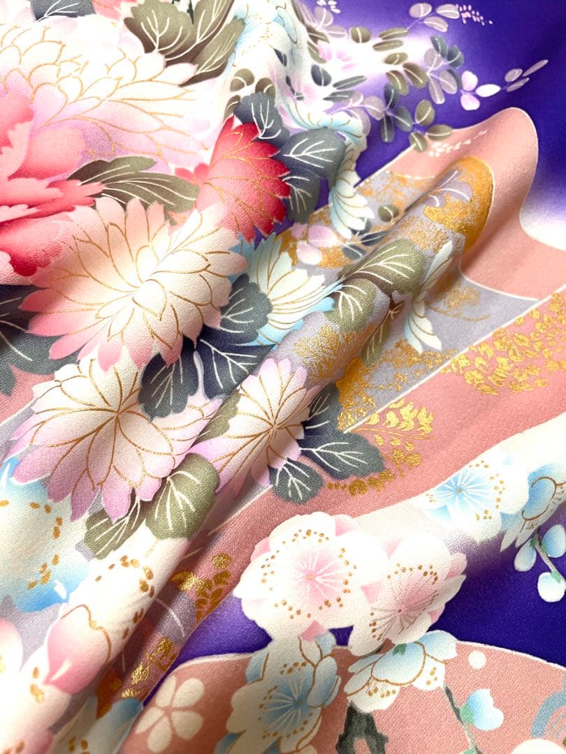 振袖 青紫 束ね熨斗