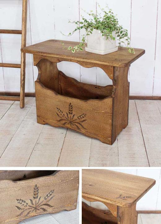 ハンドメイド　麦穂のマガジンラックのコーヒーテーブル