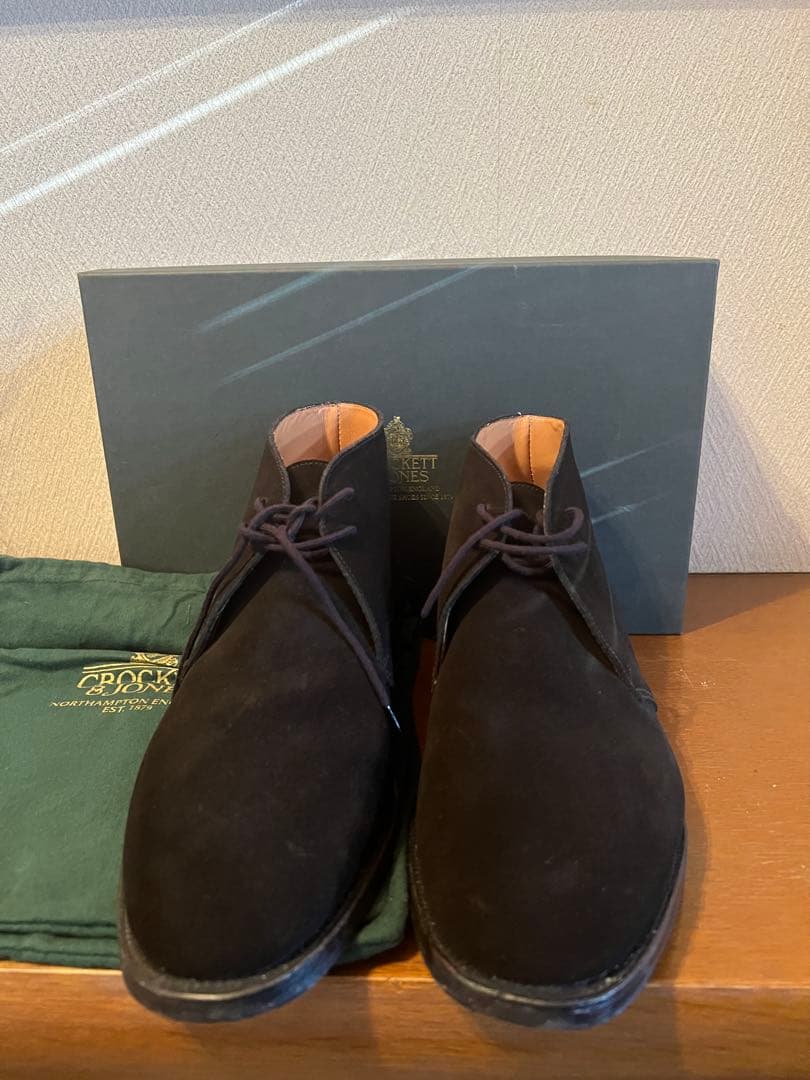 美品クロケットジョーンズブラックスエード CHERTSEY 7.5E
