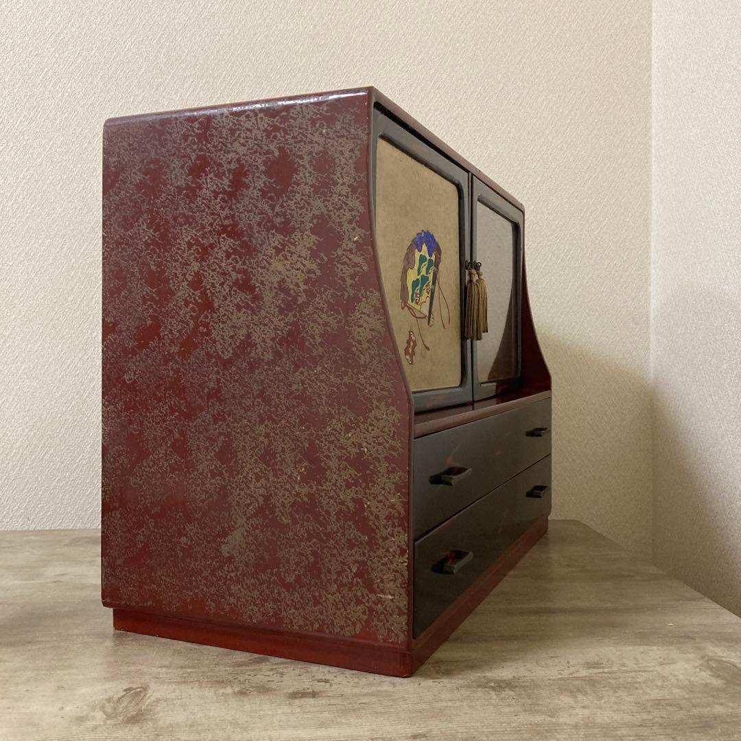 大正〜昭和初期　時代箪笥　小箪笥　アンティーク〈検 漆塗り　蒔絵　茶箪笥　飾り棚