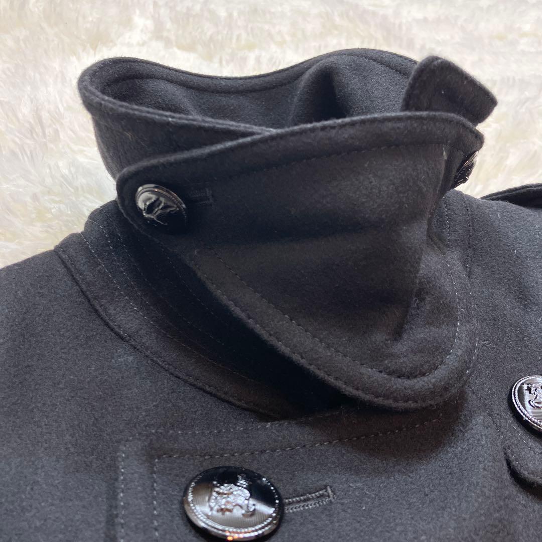 未使用級バーバリーブラックレーベル ナポレオンコートカシミヤ混 ホースロゴ 黒M