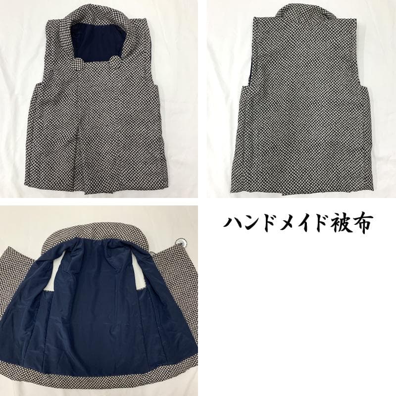 601ab4□七五三 三歳 男児 着物&被布 五つ紋 鷹 城 濃紺□美品