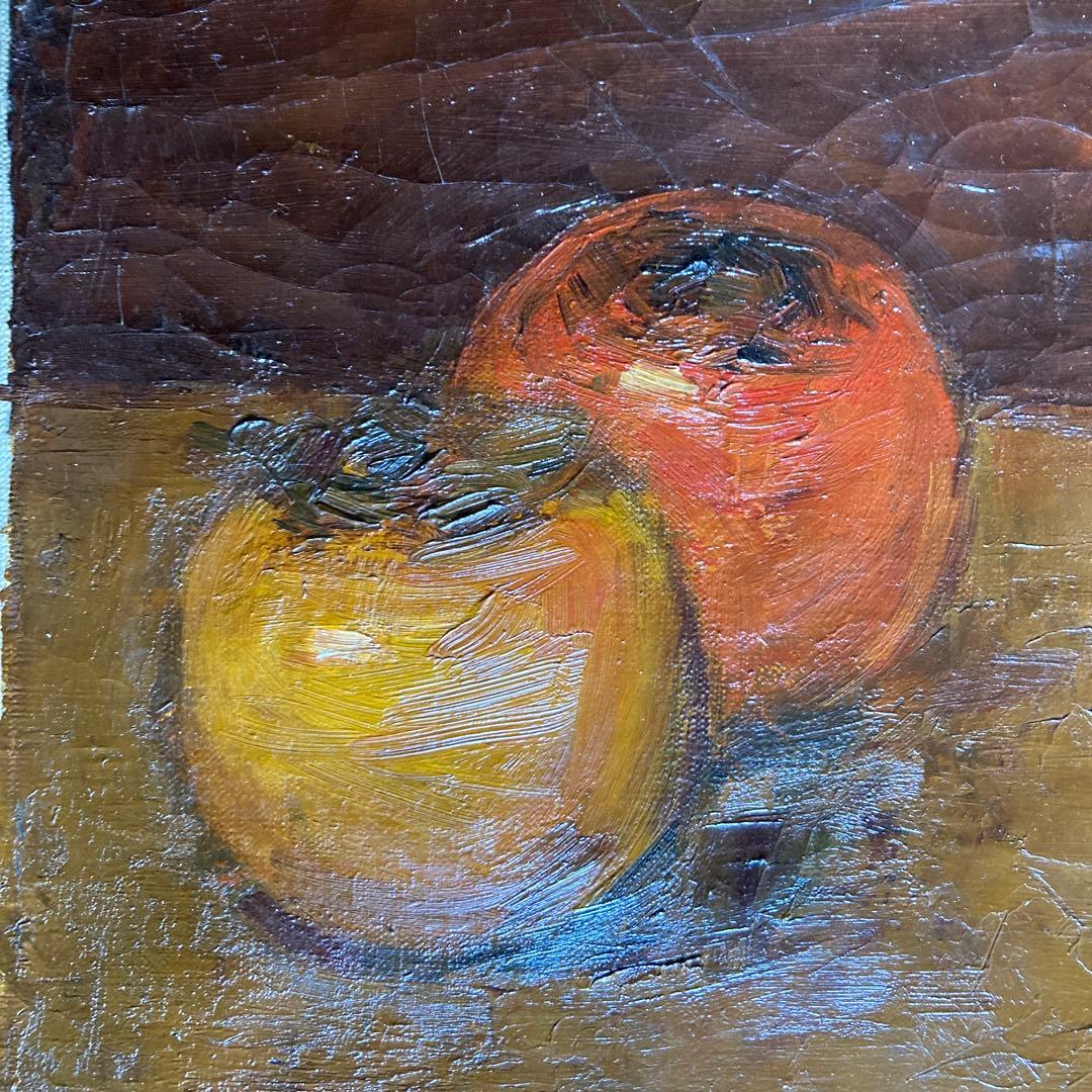 ￼刑部人「柿」8M額35×63絵￼27.5×45.5CM絵の具の割れあり