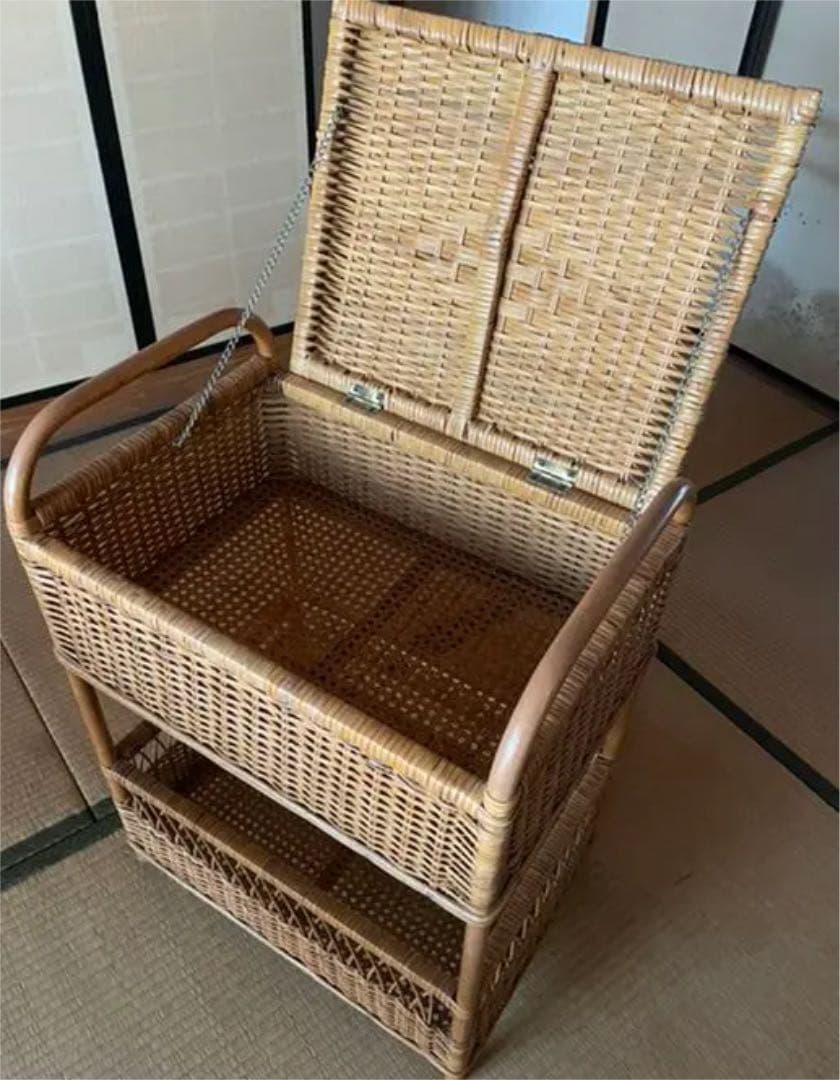昭和レトロ　籐　ラタン脱衣籠