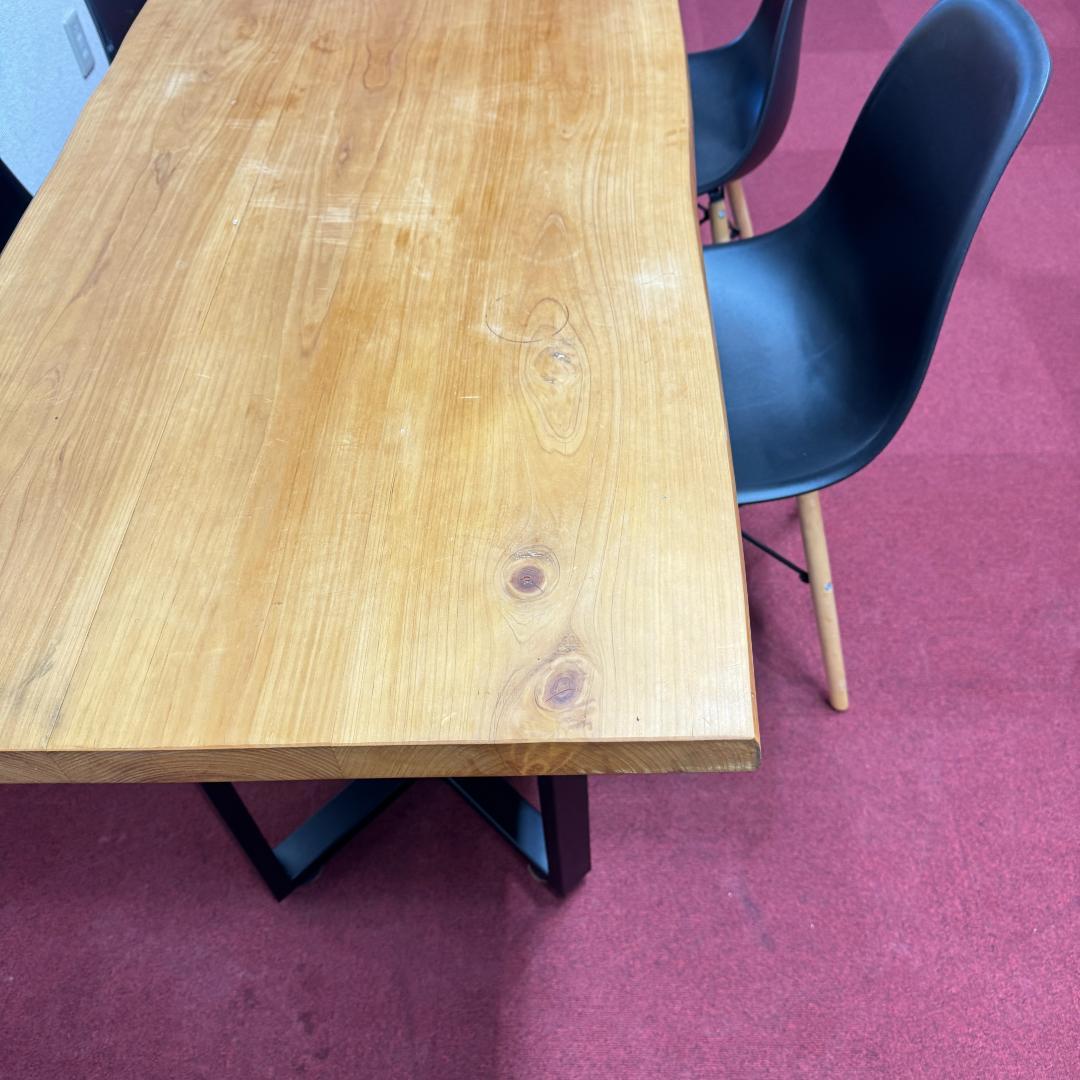 東京23区送料無料　美品ダイニングテーブル５点セット　一枚板　洗浄/除菌済み