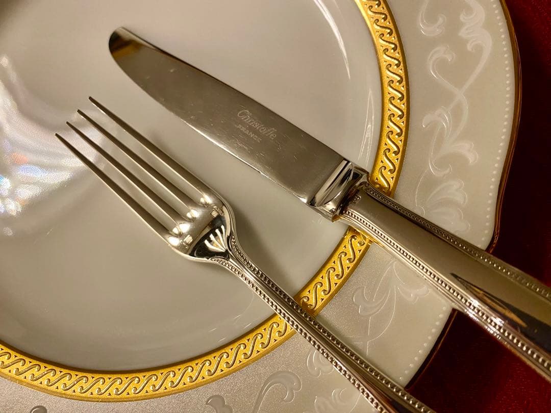 【上品なパール☆美品☆】クリストフル パール デザートサイズカトラリーペアセット