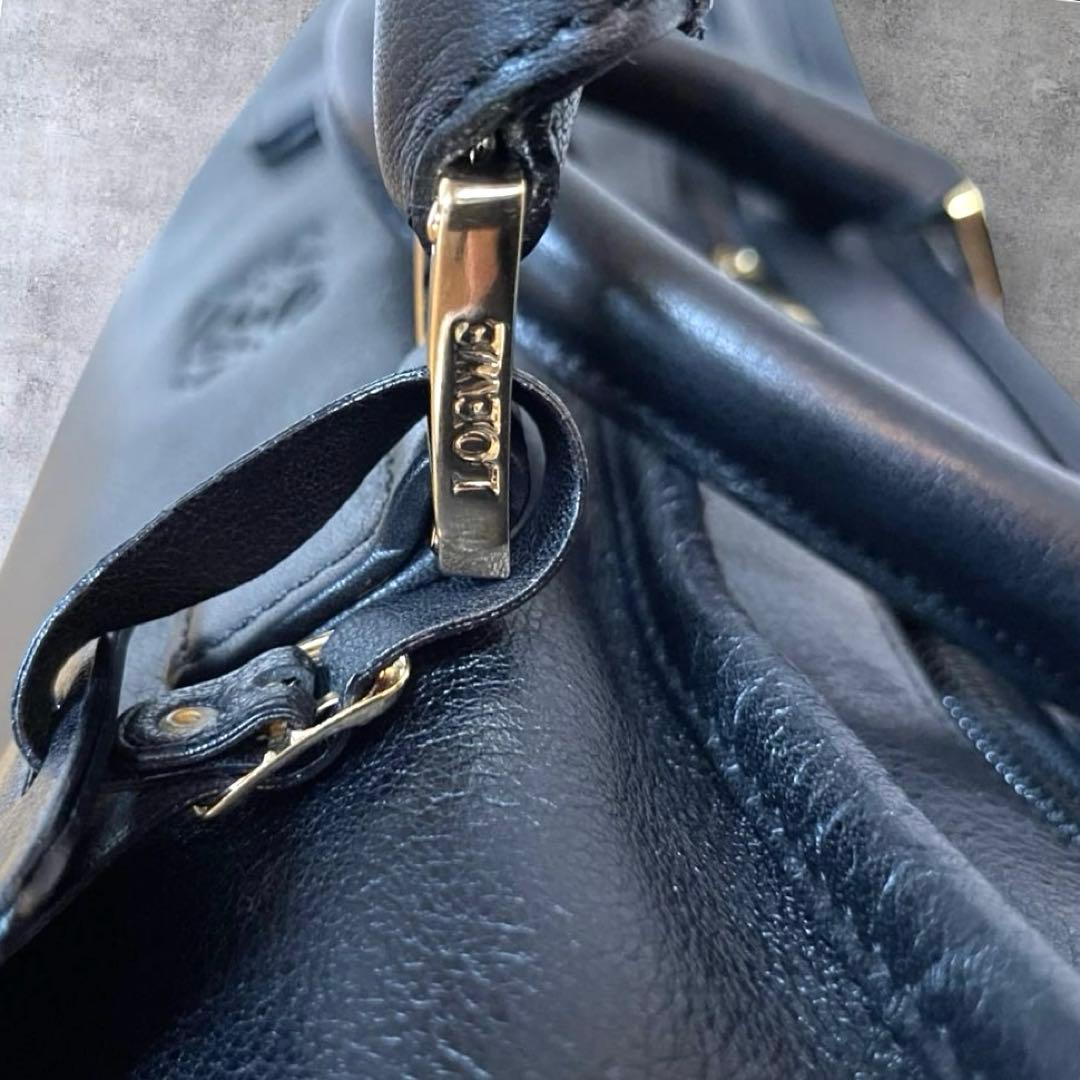 【美品】LOEWEロエベ アマソナ40ハンドバッグ ブラックゴールド アナグラム