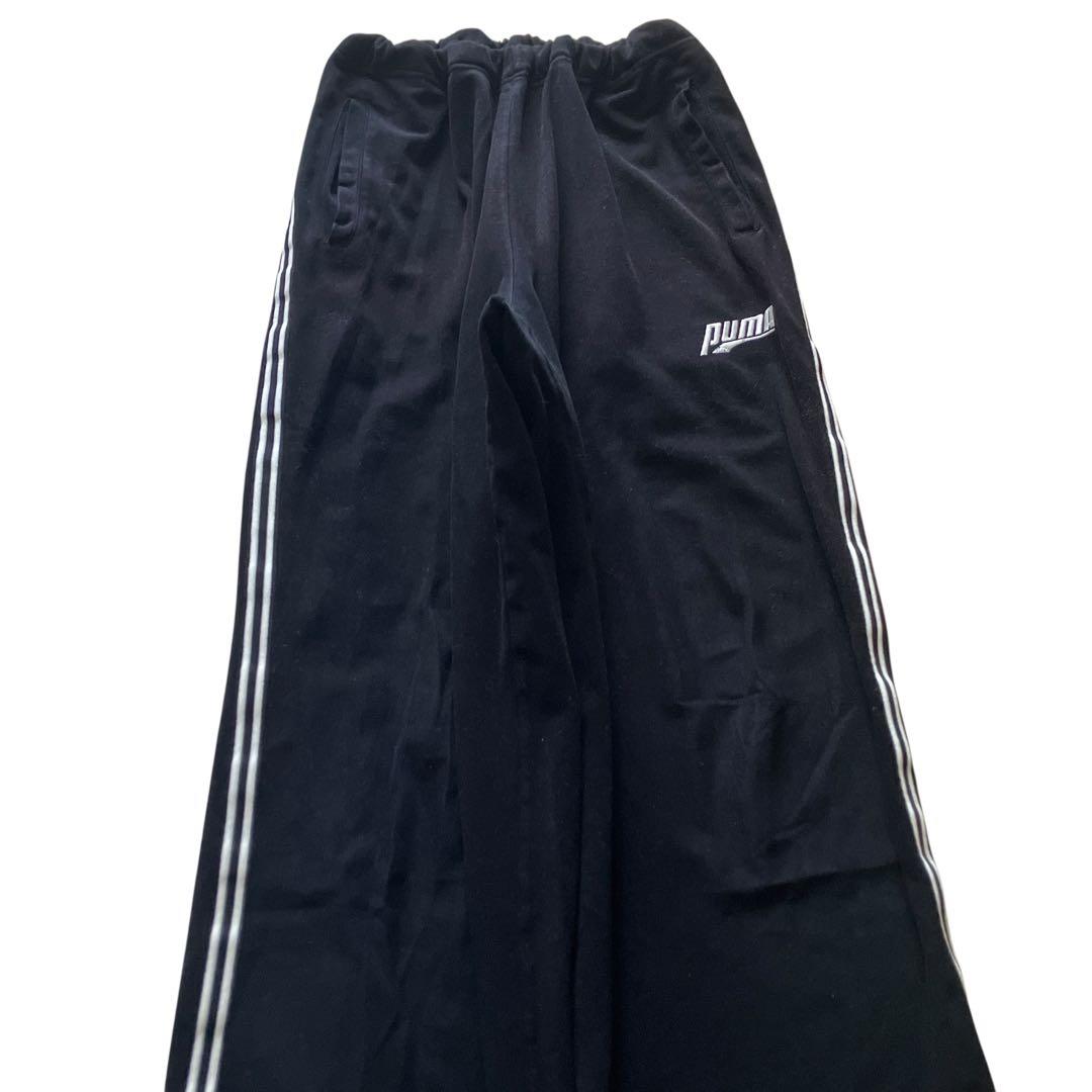 90s OLD PUMA ブラックベロアセットアップ上下 XLサイズ 旧ロゴ 黒