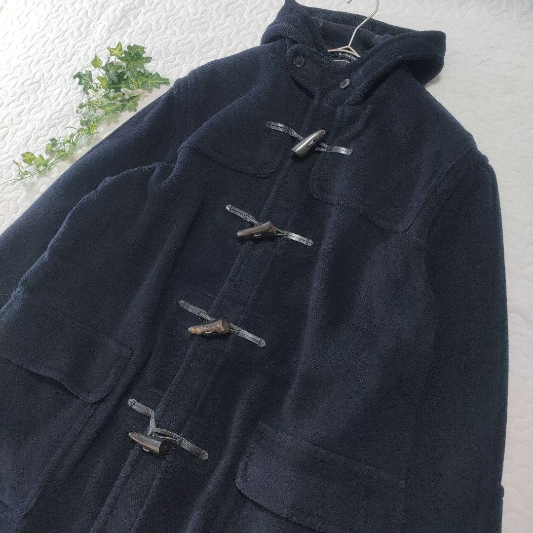 グローバーオール　英国製ダッフルコート　ヘリンボーン　ネイビー　L相当