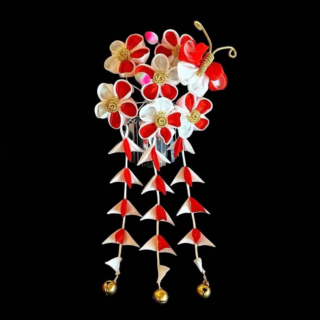 日本髪 髪飾り 七五三 (紅白) ３～５歳