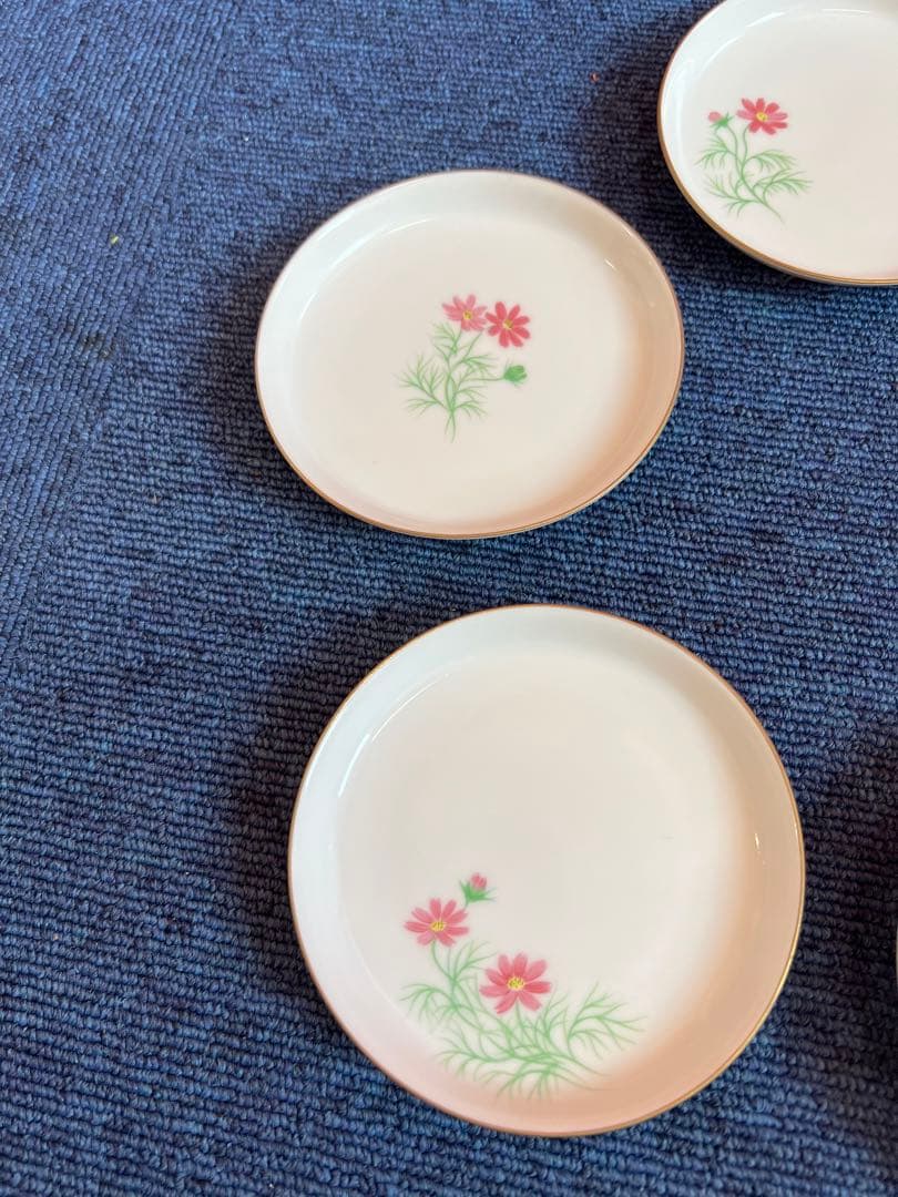 1402 深川製磁　金彩草花　小皿　5客　未使用