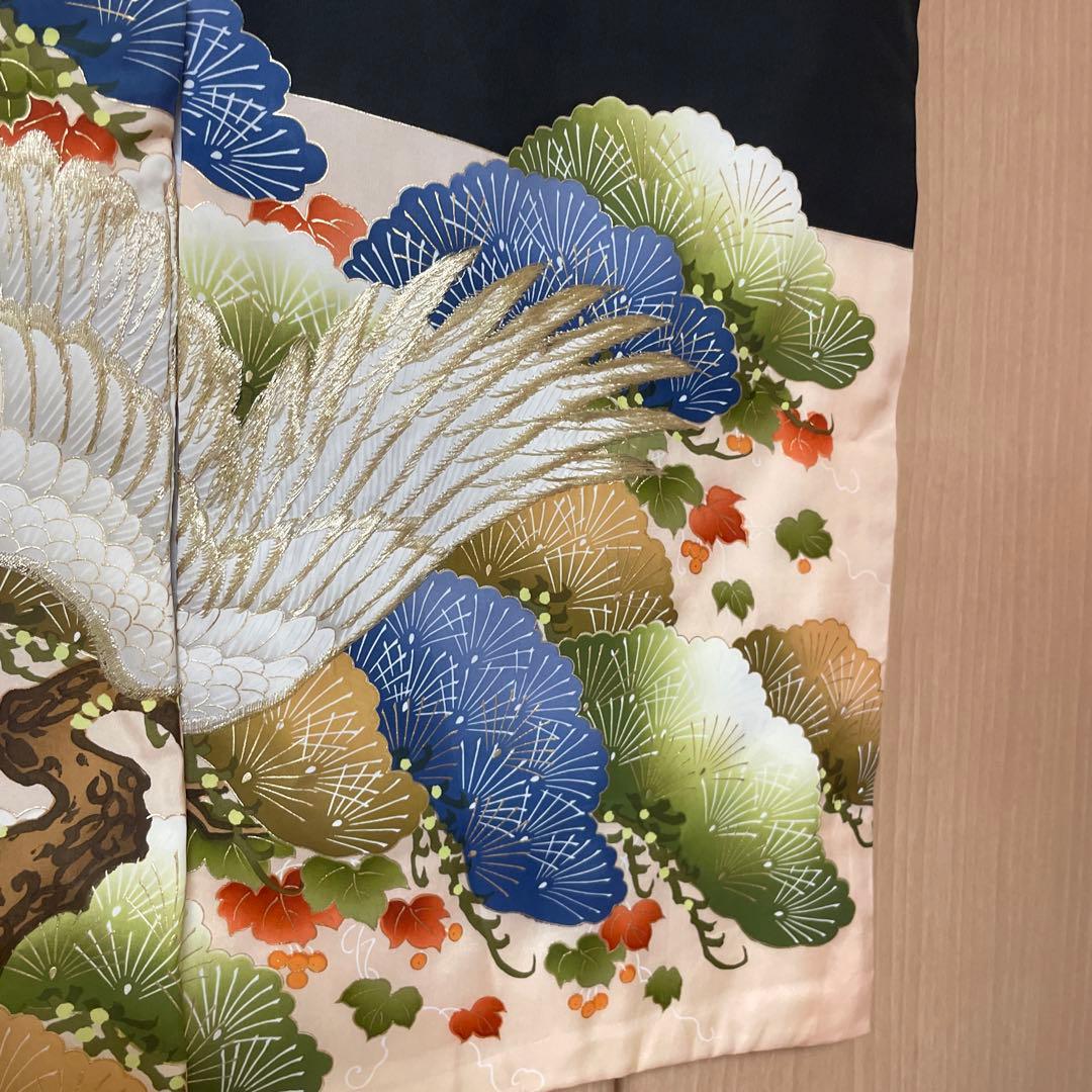 豪華　産着　一つ身　掛け着　鷹　刺繍柄　正絹　宮参り男の子着物
