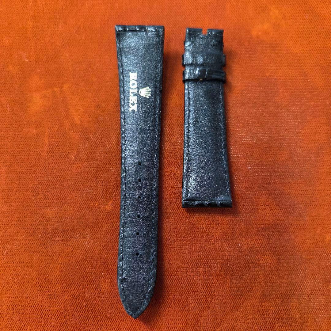 ROLEX ブラックスネークレザーベルト/ブラック艶あり