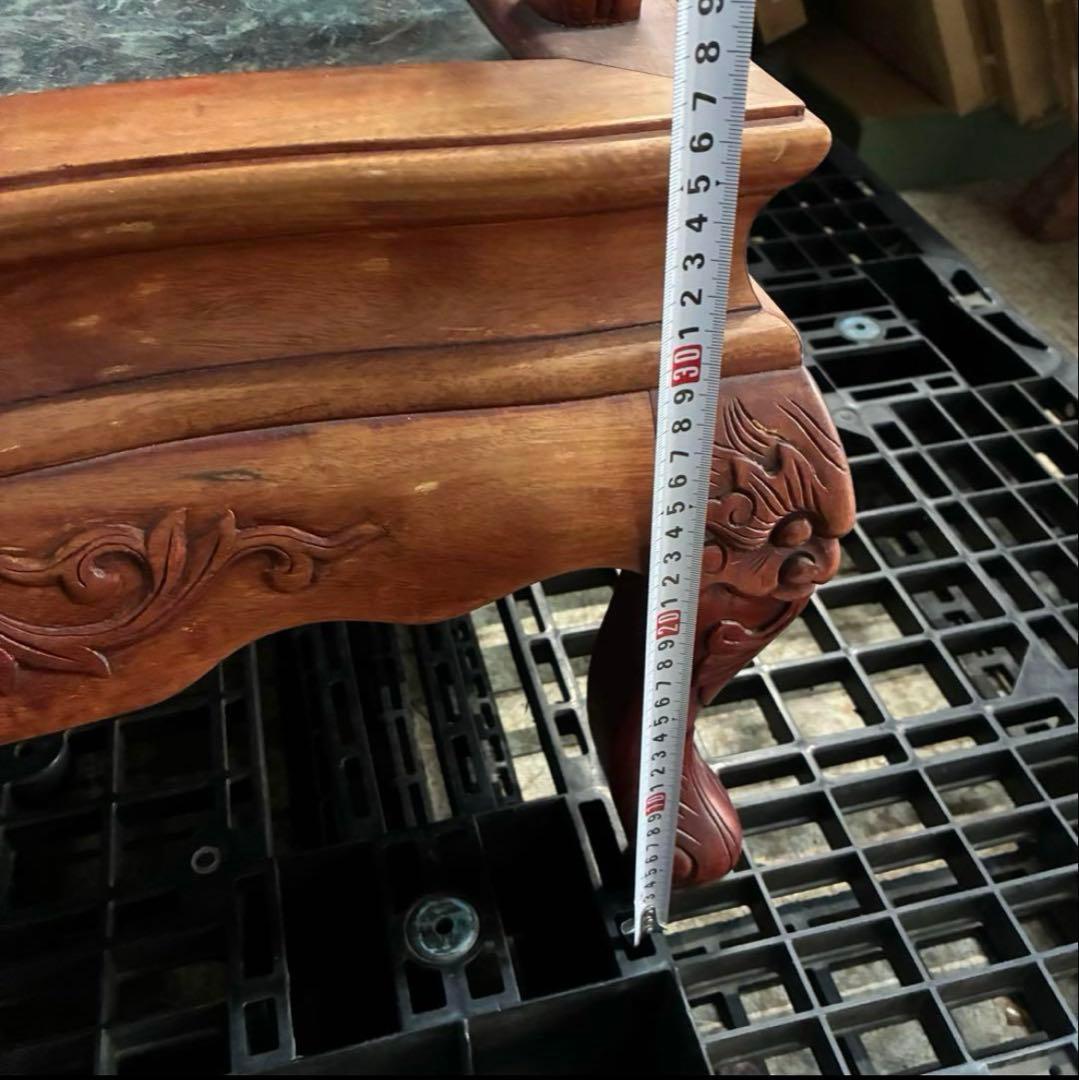 ③ 大理石椅子 手彫り 当時物家具 座緑 中国家具 アンティーク