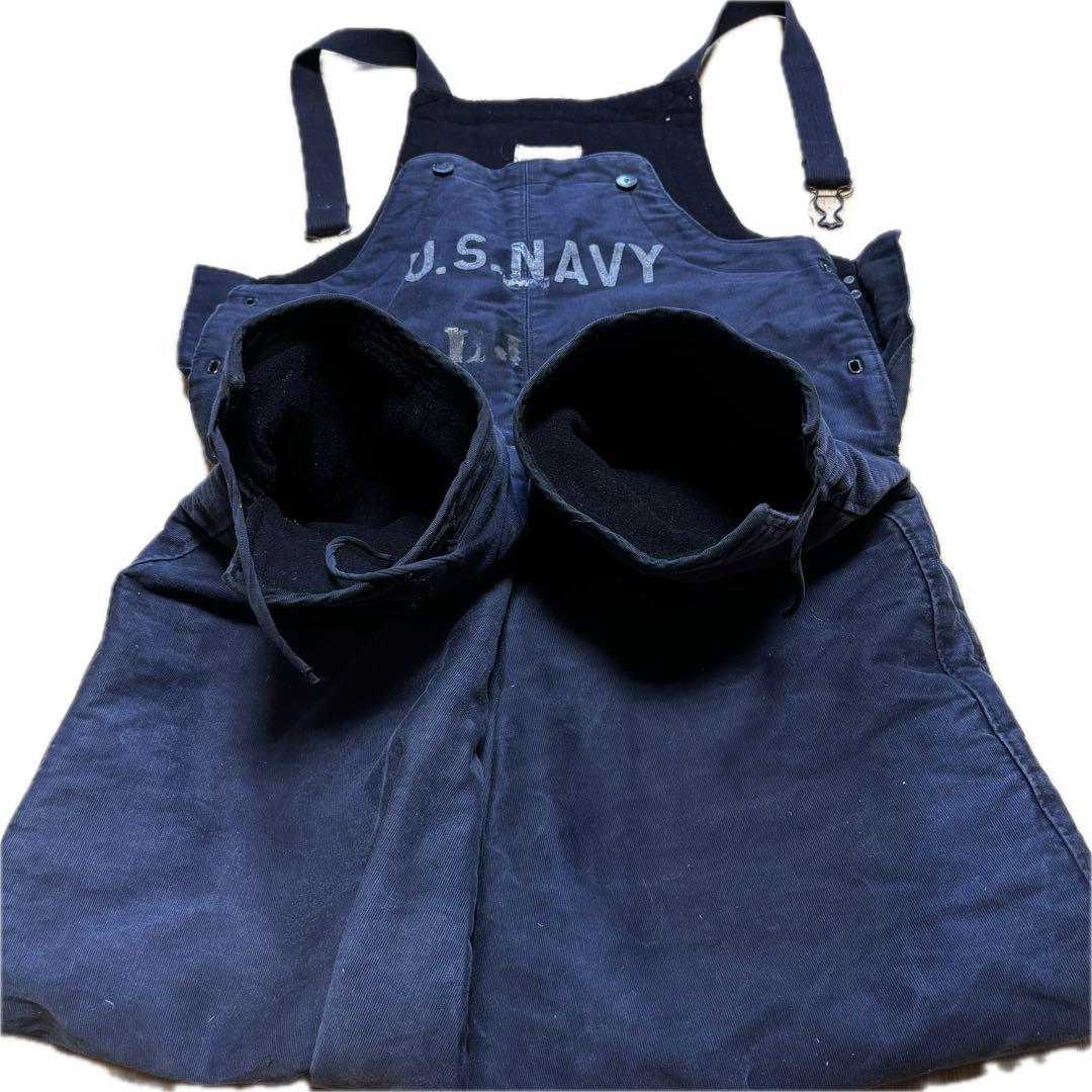USNAVY デッキパンツ フック N-1 紺 米軍 実物40s 大戦 WWII