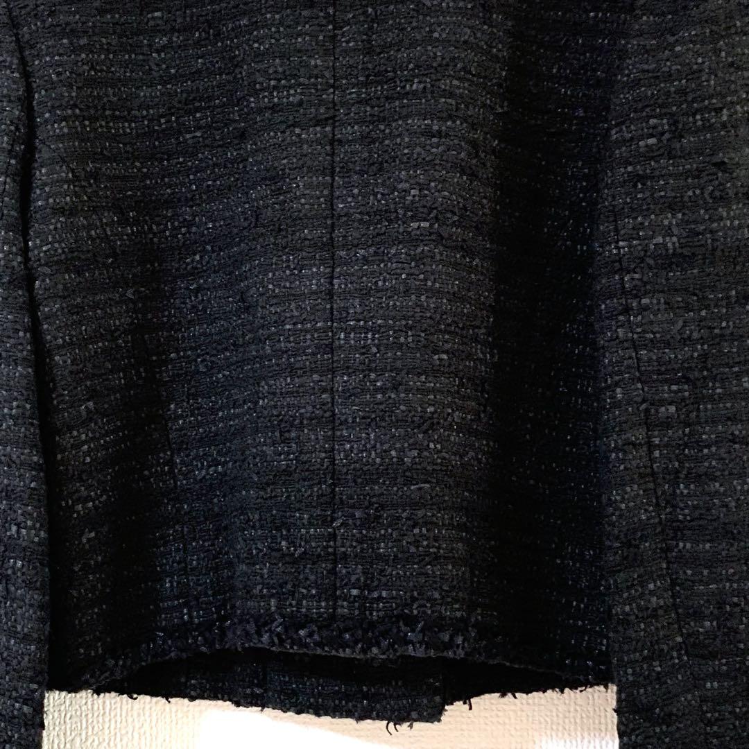 美品⭐️ショート丈 ツイードジャケット Rene TISSUE ボタン 黒 36