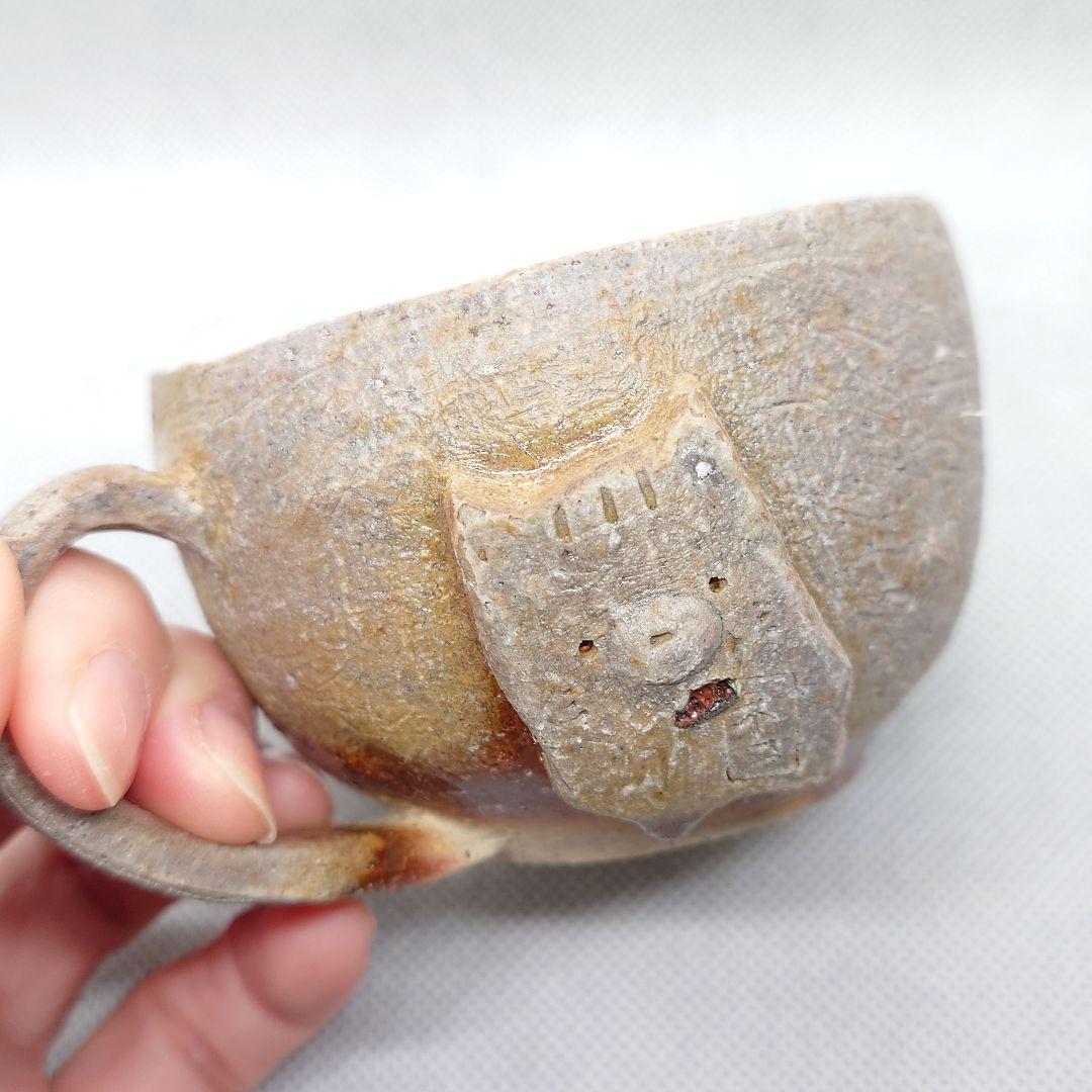 ●【2604】70.猫カップ…備前焼