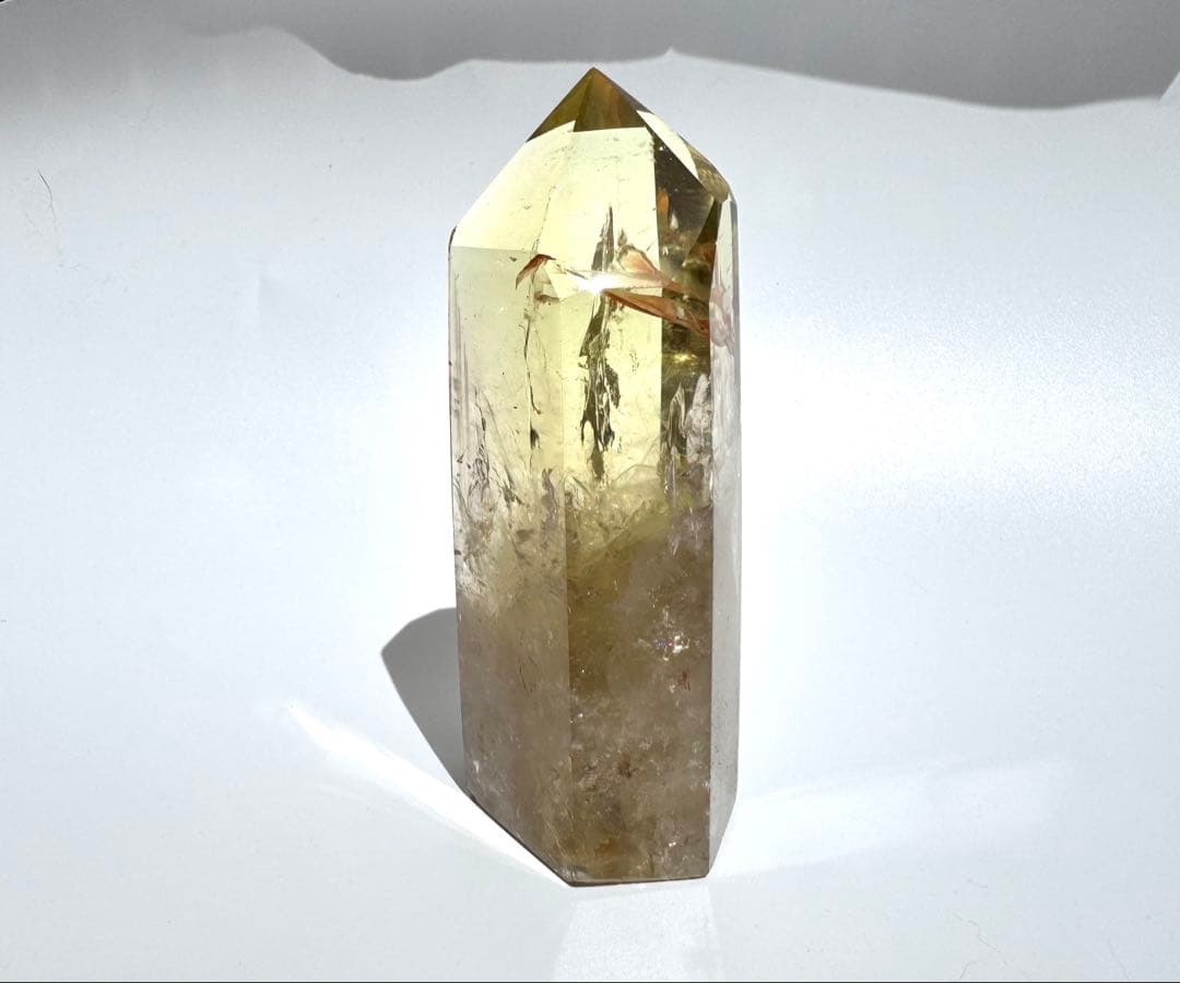 高品質 高透明 虹入り シトリン 黄水晶 六角柱