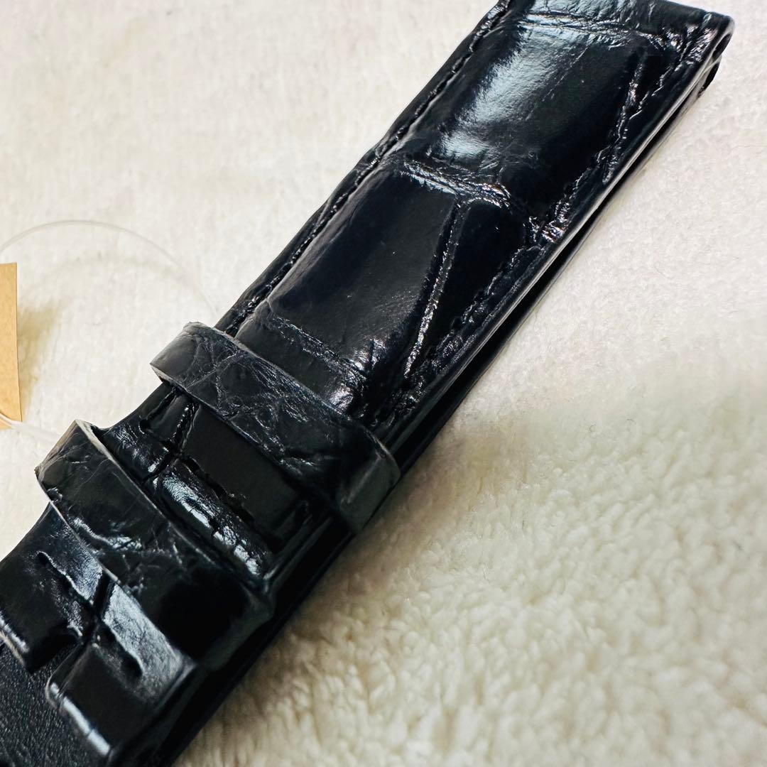 7251#20mm-18mmブラック★本物クロコダイル腕時計用ベルト