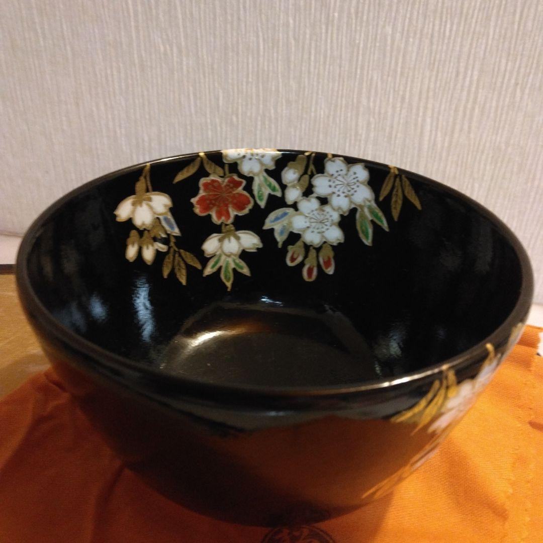 加藤松香 造 仁清 夜桜 抹茶茶碗 共箱 共布 茶道具