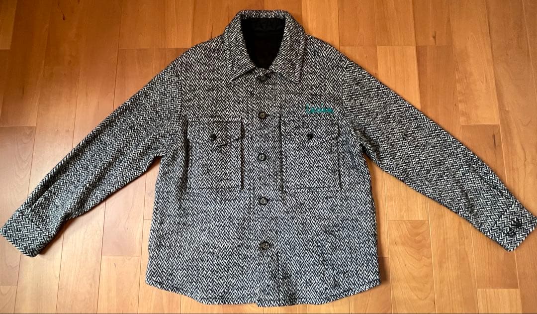 美品 ルシアンペラフィネ 刺繍入 シャツジャケット ジャガード柄
