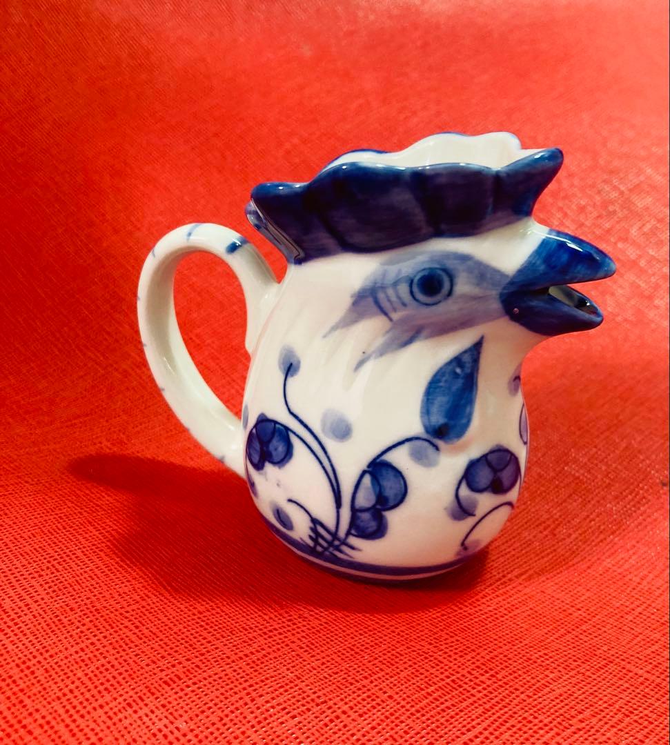 イタリア製　陶器　花瓶　フラワーベース ニワトリ　フラワー　花柄