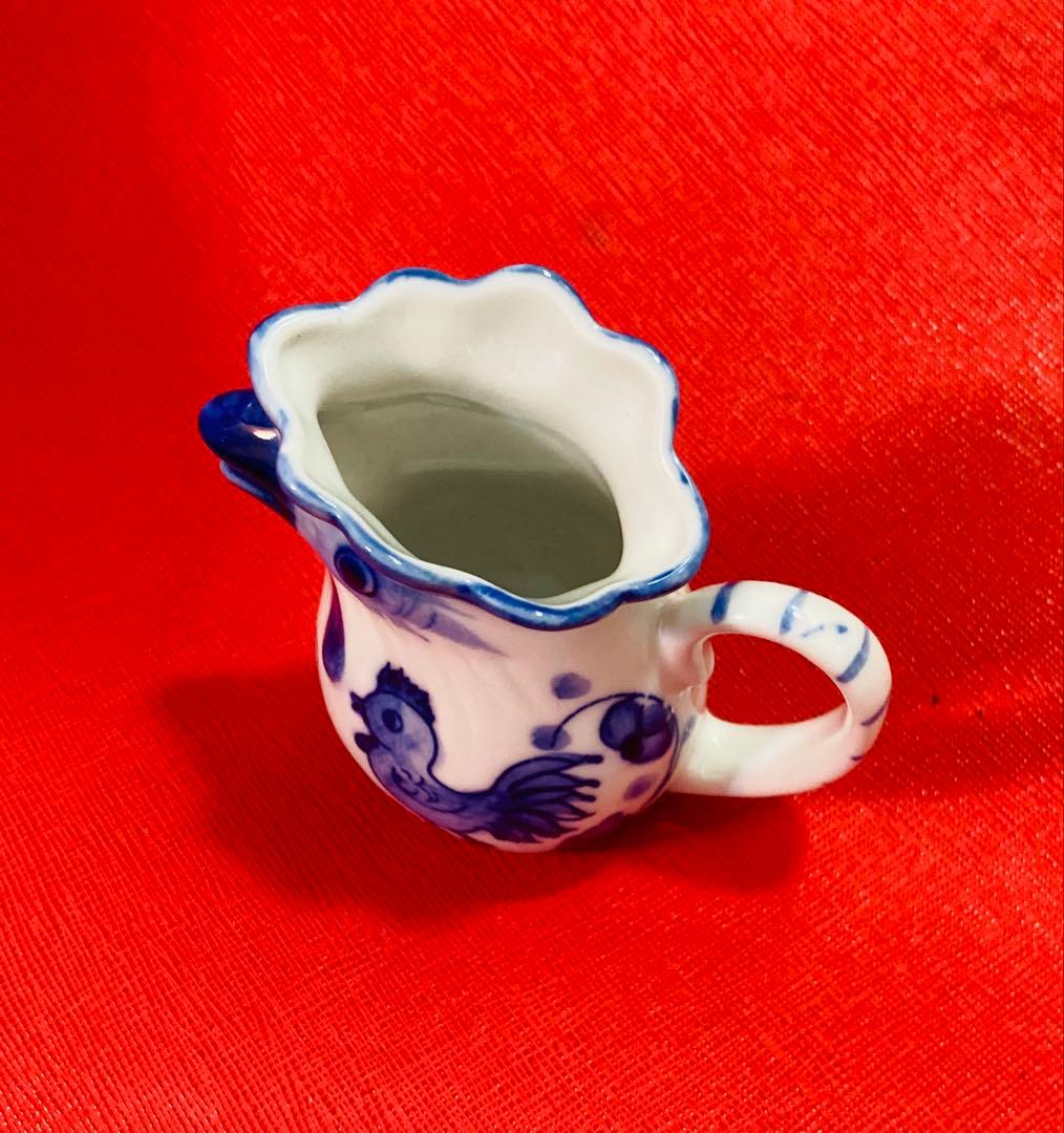 イタリア製　陶器　花瓶　フラワーベース ニワトリ　フラワー　花柄