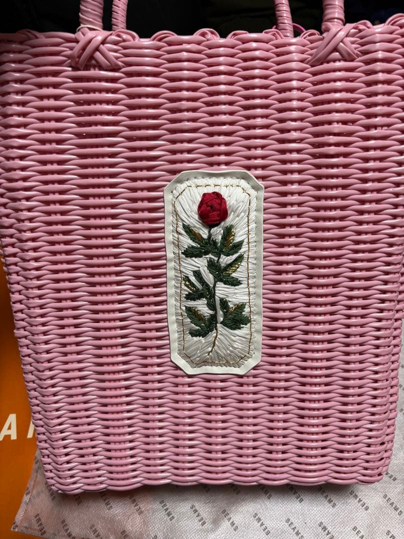 ルルメリー ビームス コラボ 手刺繍のかごバッグ