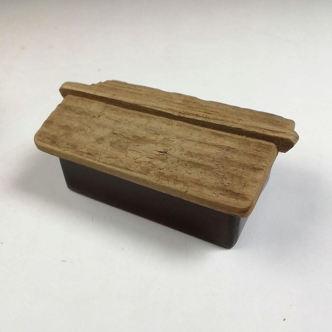 Ｗ１２８　香合　『古材屋形船香合』『指物師 誠中斎 造』『立花大亀 書付』共箱