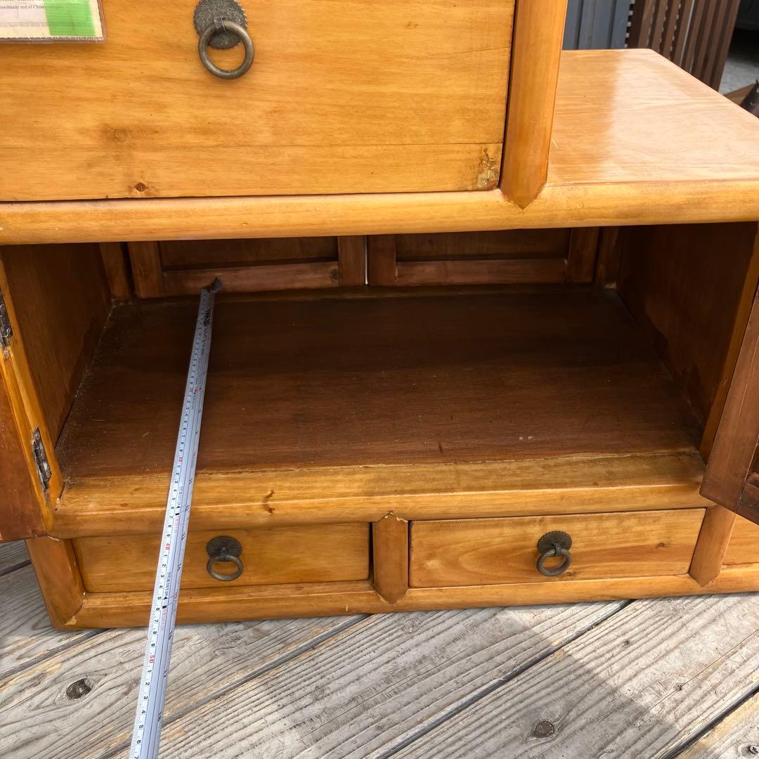 ② 昭和レトロ 中国古典家具 木製 階段箪笥 サイドボード 古家具 両面引き出し