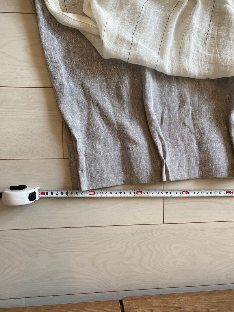 モモナチュラル リネンカーテン ホワイト グレー