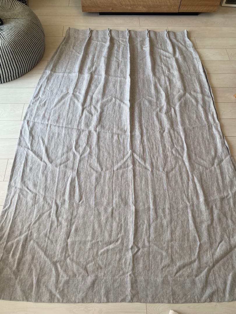 モモナチュラル リネンカーテン ホワイト グレー