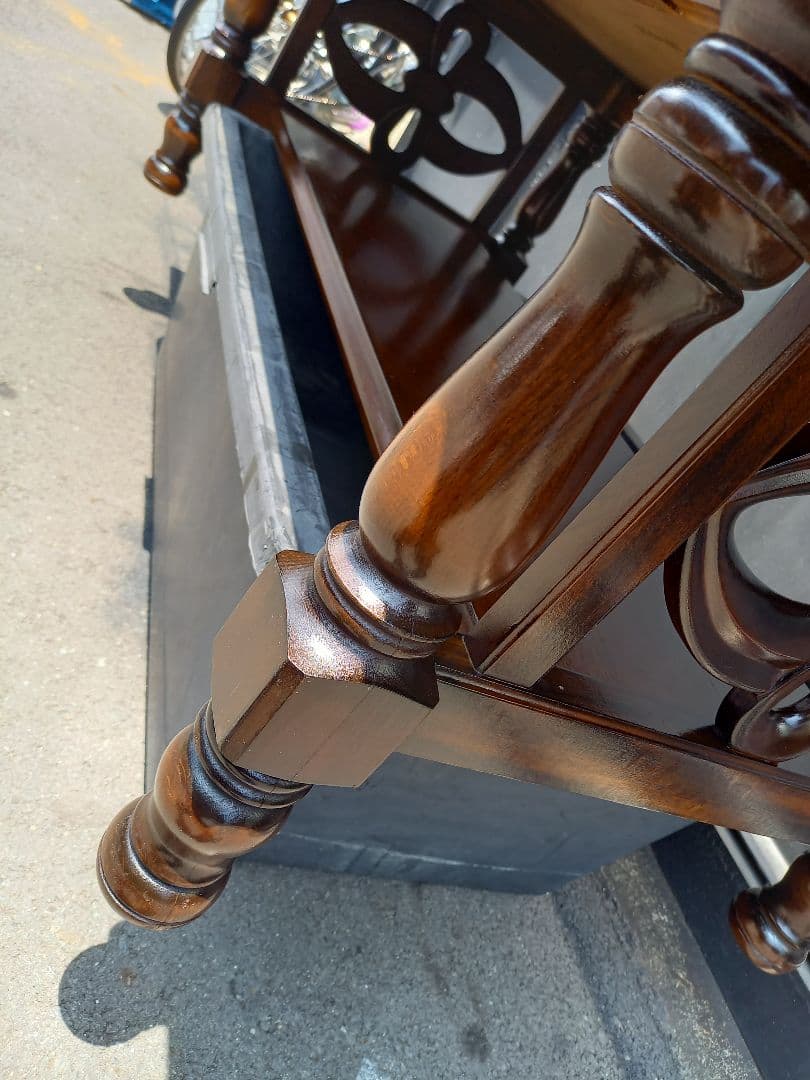 希少　1970's　飛騨産業　透かし彫り　花柄模様　ラック付属　ローテーブル