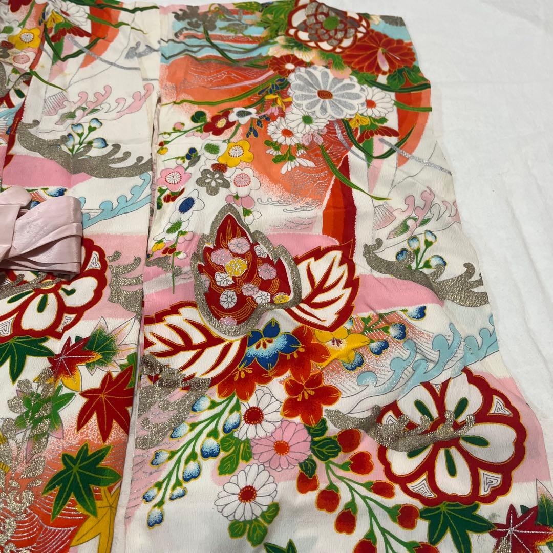 七五三　3歳　被布　着物　アンティーク　正絹　ピンク