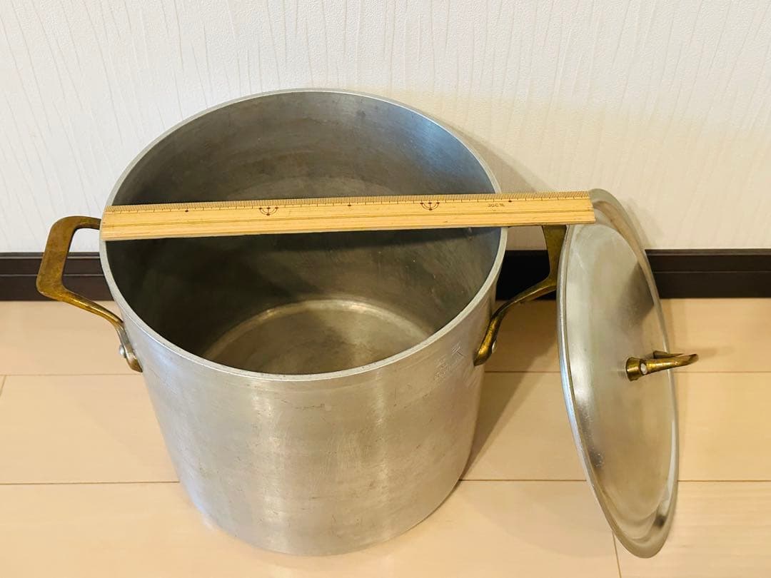 ☆HEIWA.ALUMI☆アルミ寸胴鍋 24㎝ プロ仕様 ヴィンテージ中古保管品