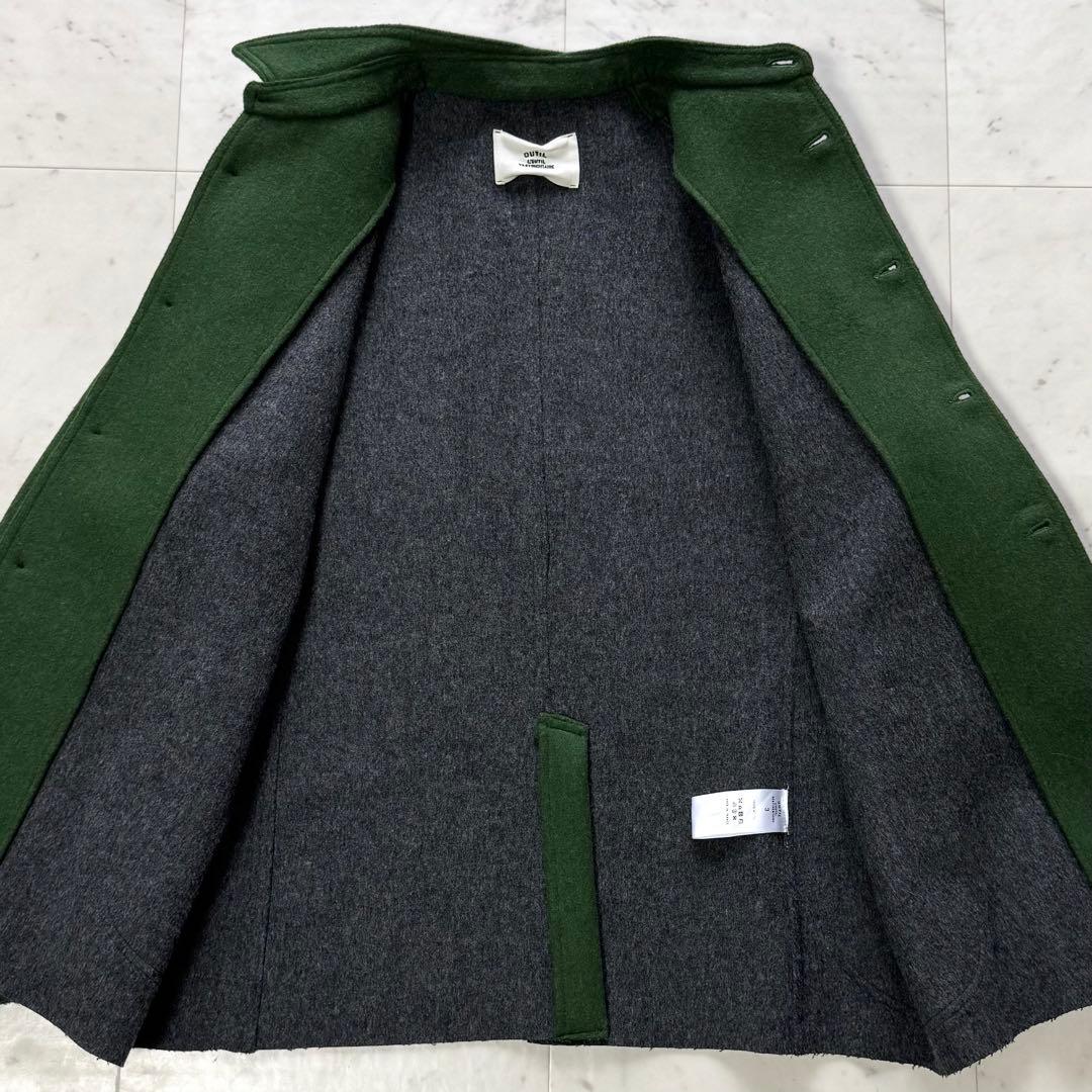 極美品 OUTIL 縮絨ウールコート アシンメトリー グリーン フランス製