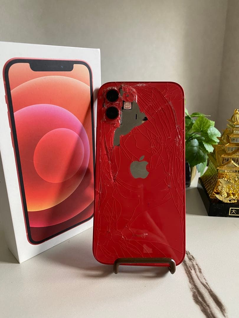 iPhone 12 128GB レッド｜動作良好｜背面割れあり｜バッテリー90%